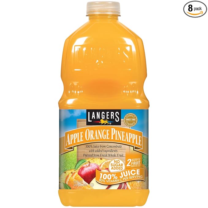Langers 100% Apple Orange Pineapple Juice 64 Fl Oz (Pack of 8)