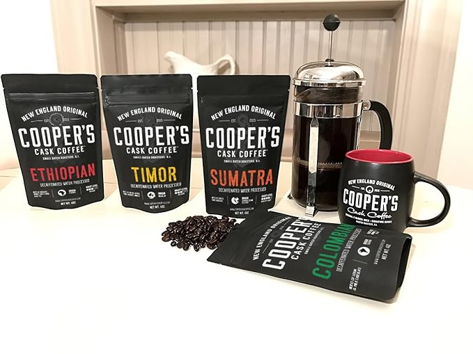 Decaffeinated Gourmet Coffee Sampler Gift Box Set - Whole Beans - 4-Pack - 4oz and Organic Dark Roast Sumatra - Whole Bean Coffee - 2lb