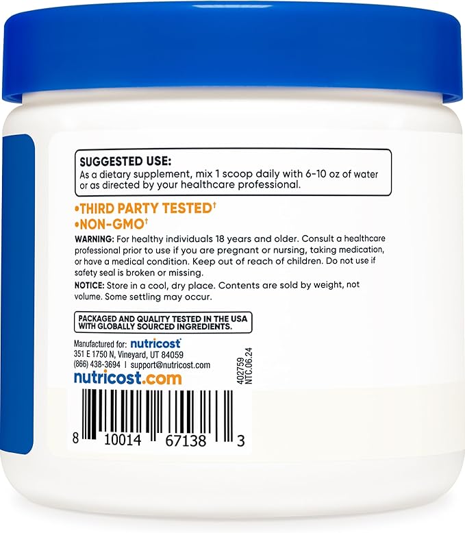 Nutricost L-Serine Powder 113 Servings (.5LB) - 2000 MG Per Serving - Non-GMO Gluten Free