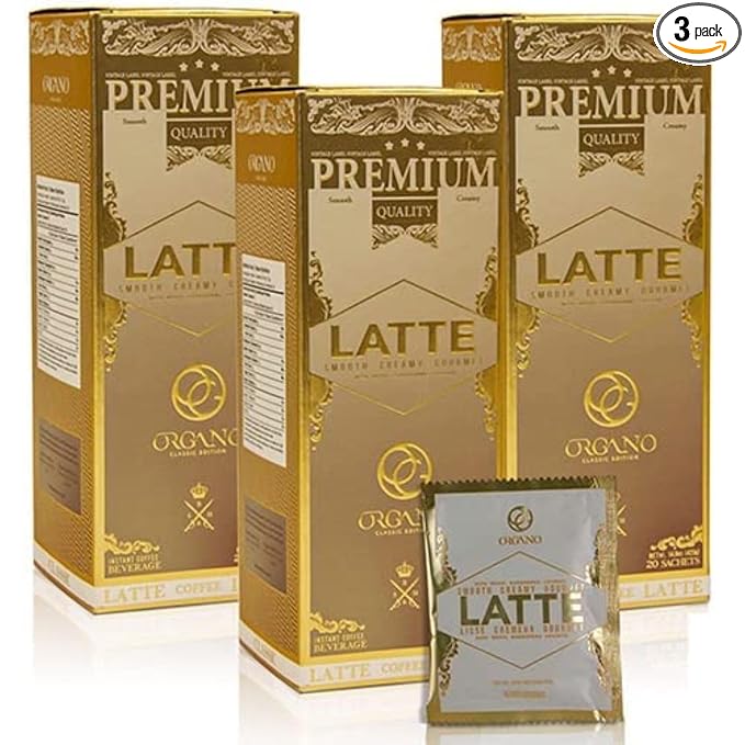 ORGANO 3 boxes Gourmet Cafe Latte 100% Certified Ganoderma Lucidum (60 Sachets)