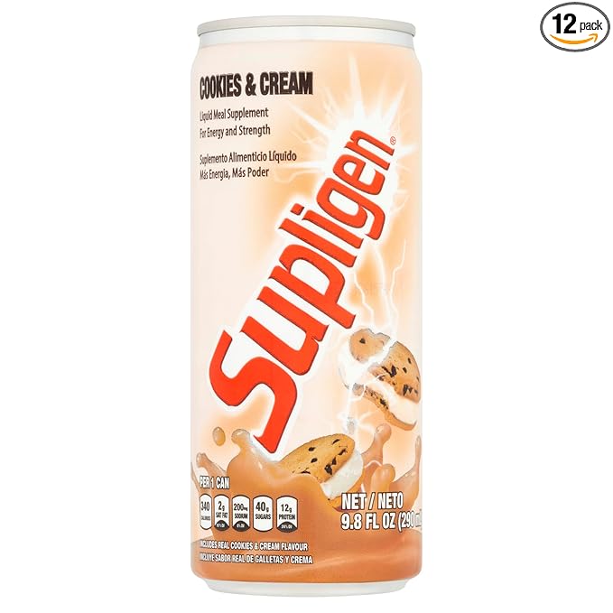 Supligen Cookies and Cream Liquid Meal Supplement 9.87 oz (Pack of 12) – Protein &amp Vitamin Shake for Energy Strength &amp Recovery – Ready-to-Drink Nutritional Meal