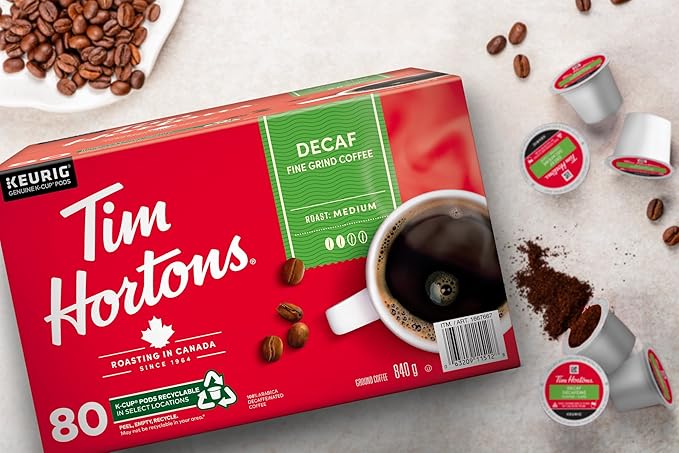 Tim Hortons Single-serve Decaf 80 K-Cup Pods 840g/29.6oz {Imported from Canada}