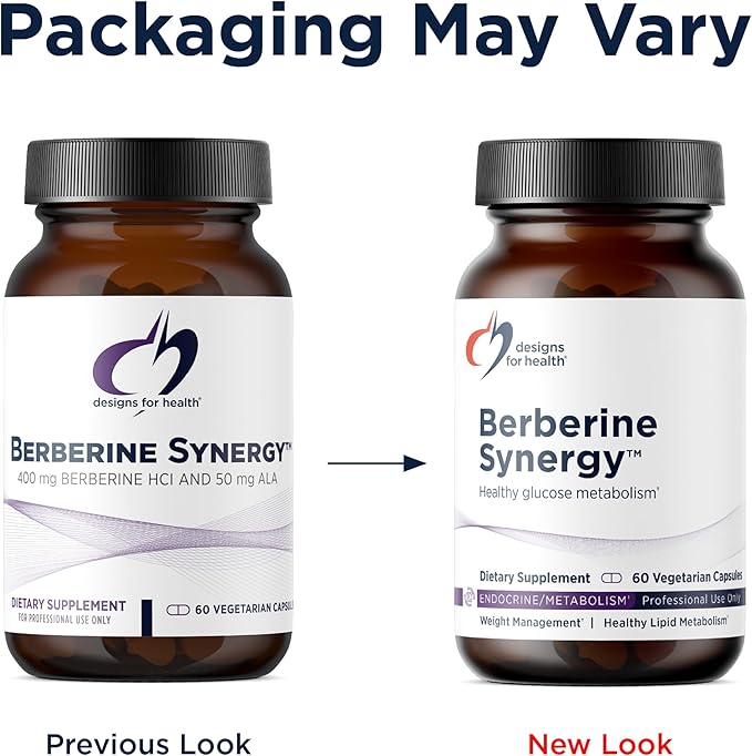 Designs for Health Berberine Synergy - Berberine HCL 400mg + Alpha Lipoic Acid (ALA) for Metabolism Heart Health + Liver Support - Vegan Non-GMO Berberine Supplement (60 Capsules)