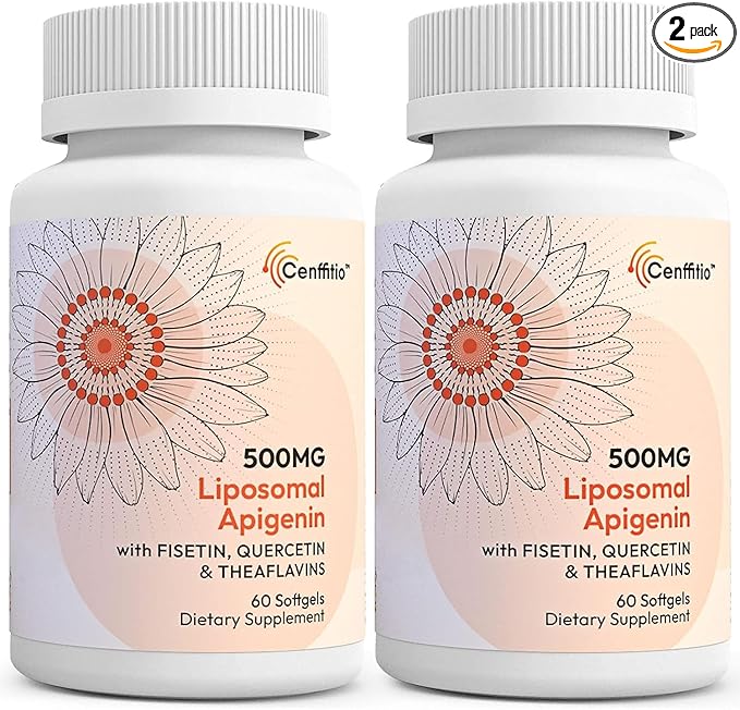 Liposomal apigenin 500mg Softgels - Optimal Apigenin Supplement with Fisetin Quercetin and Theaflavins - 4 Month Supply