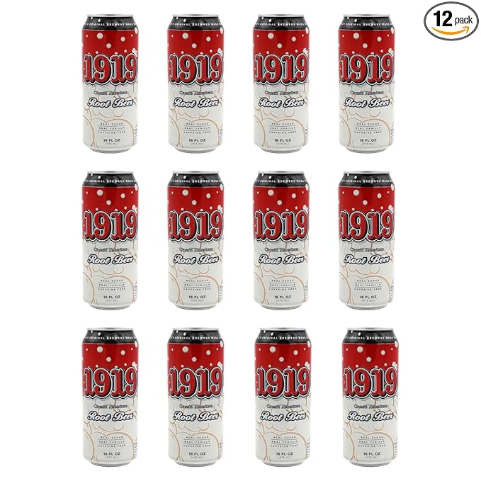 JDS 1919 Classic American Root Beer (12 Pack) 16oz Cans - Classic American Pop - Real Sugar Real Vanilla Caffeine Free - America’s Original Brewery Made Root Beer