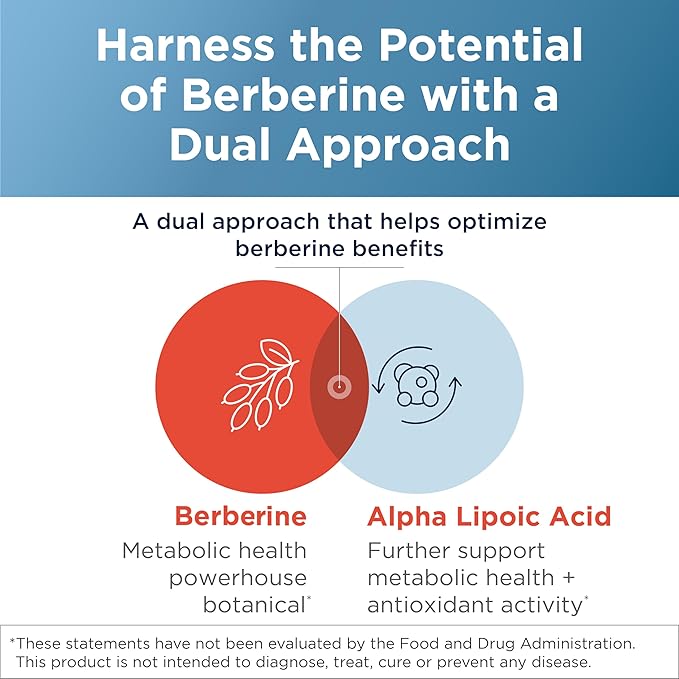 Designs for Health Berberine Synergy - Berberine HCL 400mg + Alpha Lipoic Acid (ALA) for Metabolism Heart Health + Liver Support - Vegan Non-GMO Berberine Supplement (60 Capsules)