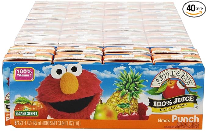 Apple &amp Eve Sesame Street Elmo's Punch 4.23 Fluid-oz 8 Count Pack of 5