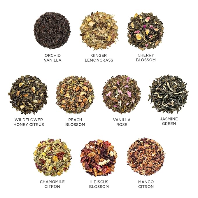 Tea Forte Premium Petite Presentation Box Gift Set Sampler 10 Count 2 of Each Blend Individually Wrapped Handcrafted Pyramid Infuser Bags Jubilee Tea