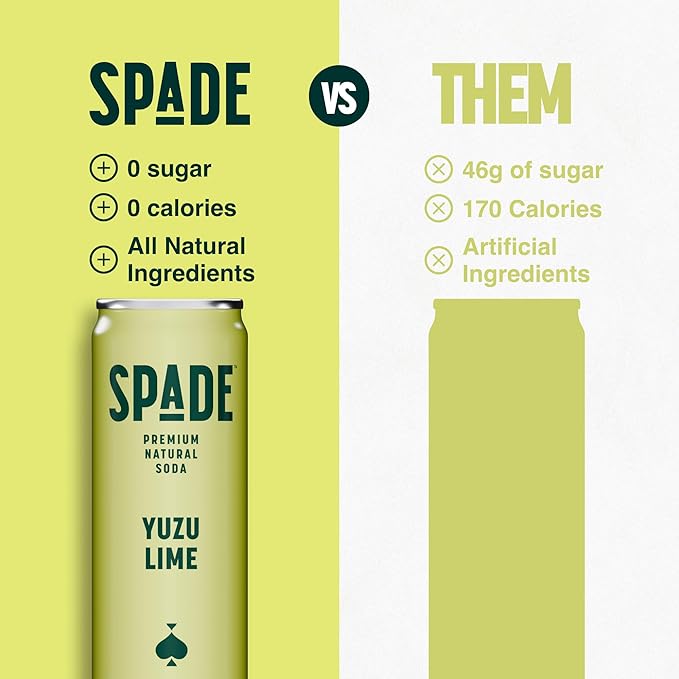 Spade Soda Yuzu Lime 12 fl oz (Pack of 12)