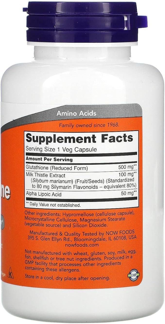 NOW Foods - Glutathione Cellular Antioxidant 500 mg. - 60 Vegetarian Capsules