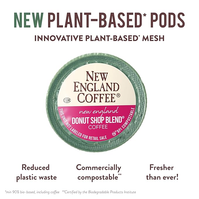New England Coffee Donut Shop Blend Light Roast Single Serve Pods 32ct Box (Pack of 4)
