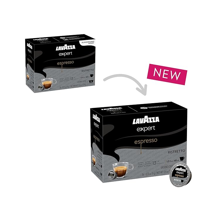 Lavazza Expert Espresso Ristretto Capsules Extra Dark Roast Arabica and Robusta Blend Compatible with Lavazza Classy Machines (36 Capsules)