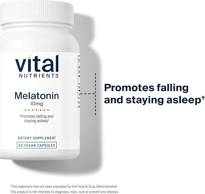 Vital Nutrients Melatonin 10mg - Vegan - Sleep Supplement to Support The Body's Natural Sleep Cycle* - Gluten Dairy Soy Free - 60 Capsules