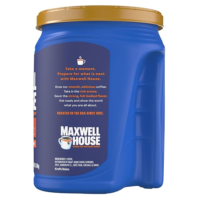 Maxwell House Ground Coffee Kosher 1 Canister for Mornings and Afternoon Pick-Me-Ups Wake Up Roast Medium Roast 40.4 oz