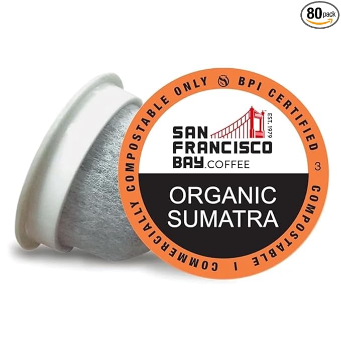 San Francisco Bay Compostable Coffee Pods - Organic Sumatra (80 Ct) K Cup Compatible including Keurig 2.0 Medium Roast