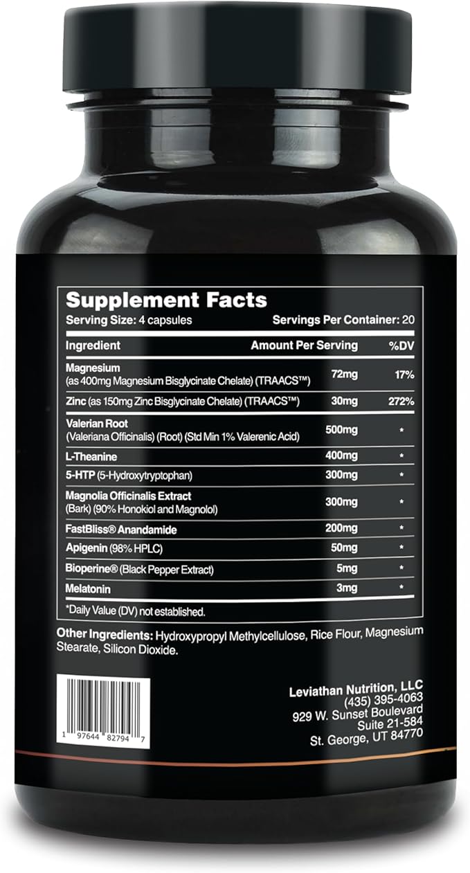 Leviathan Slumber | Sleep Aid GABA Supplements for Deep and Calm Sleep with Melatonin Magnesium L-Theanine 5-HTP Zinc Magnolia Valerian Root for Sleep Sleeping Pills for Adults Men and Women