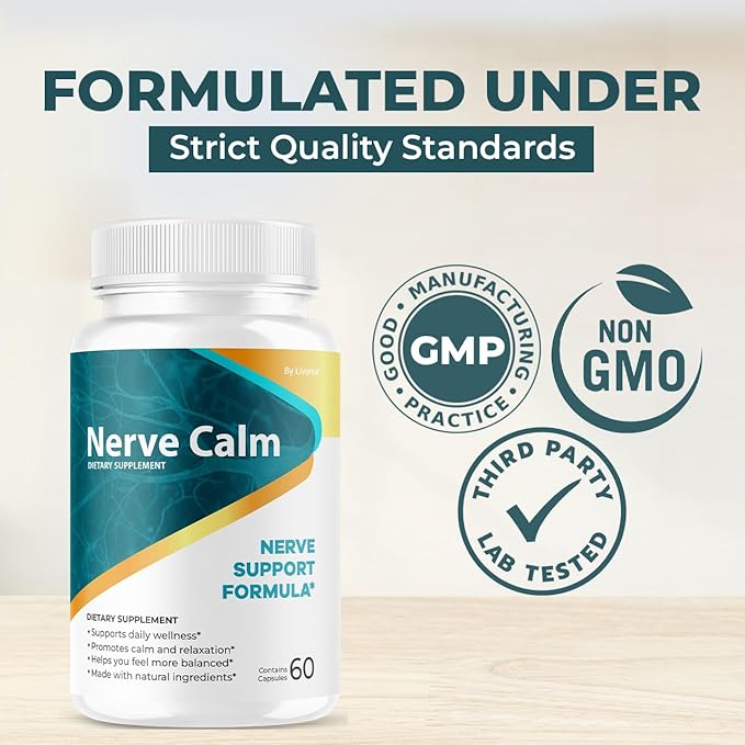 (2 Pack) Nerve Calm Capsules - Official NerveCalm Premium Formula Supplement Pills Advanced Support Formula for Wellness &amp Overall Health All Natural Nerve Calm Reviews 120 Capsules for 2 Month