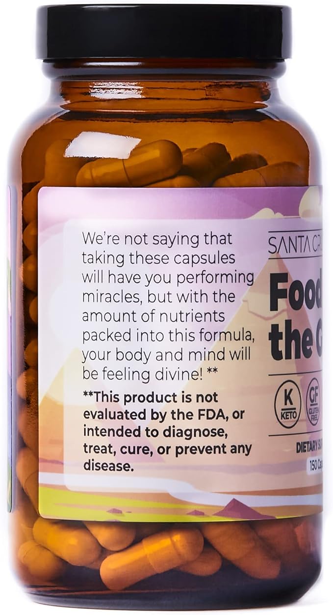 Santa Cruz Paleo Food of The Gods Grass Fed Beef Organ Supplement for Men and Women with Collagen Maca Root Colostrum Bone Broth Iron Vitamin B12 Gluten Free Keto Friendly 30 Servings