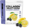 Clean Simple Eats Collagen Powder + Beauty Blend BlackBerry Lemonade Hydrolyzed Collagen Peptides from Grass Fed Bovine &amp Chicken Hyaluronic Acid for Hair Skin Nail &amp Joint Support 30 Se