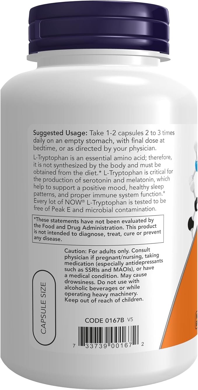 Now Foods L-tryptophan 500mg Veg-Capsules 240-Count