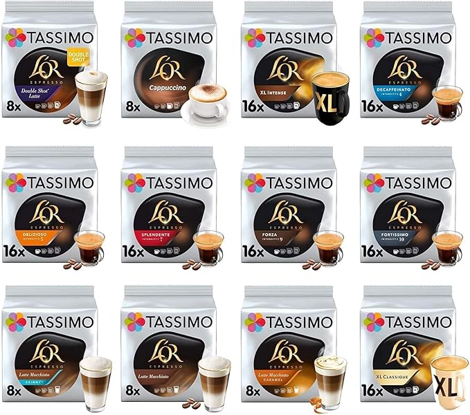 Tassimo Coffee Tea Chocolate Pods. Pick Any 3 Packs from 50+ Blends Including Kenco Costa Jacobs Hot Chocolate Chai latte Baileys Cadbury Milka Oreo Cafe Hag and More.