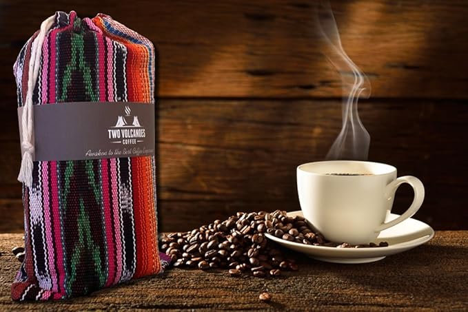 Two Volcanoes Coffee - Gourmet Guatemala Whole Bean Medium Roast Single-Origin Coffee Gift Bag. 1 lb