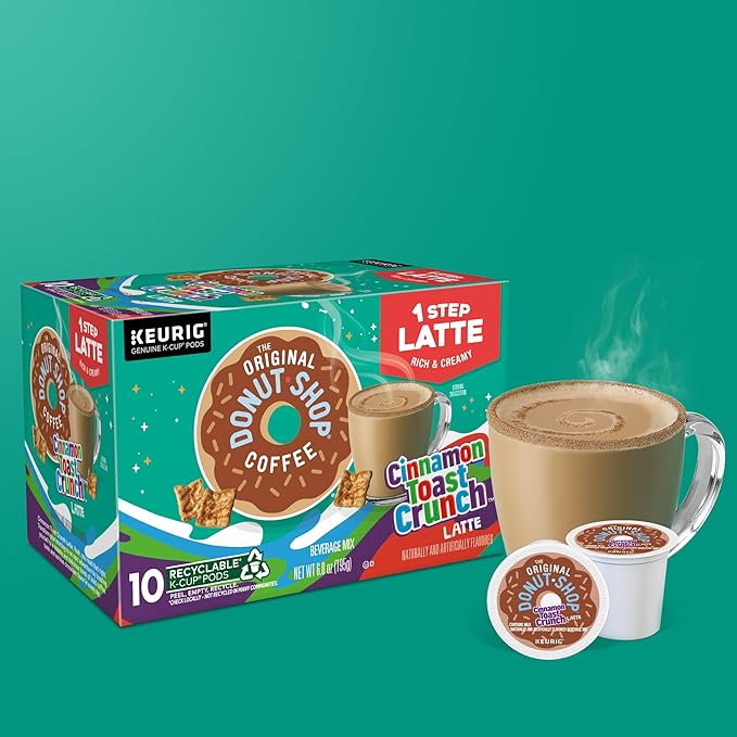 The Original Donut Shop Cinnamon Toast Crunch One-Step Latte Keurig Single Serve K-Cup Pods 60 Count (6 Packs of 10)