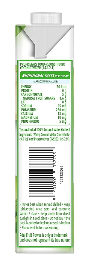 Real Fruit power Coconut Water 1 LTR Tetra Pk
