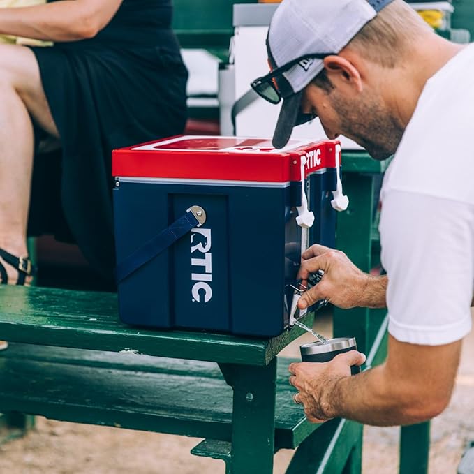 RTIC Halftime Water Cooler Portable Carrier Container Drink Beverage Dispenser Stackable with 2 Taps Bottleless BPA-Free for Sports Camping BBQ Parties Picnic &amp More Patriot
