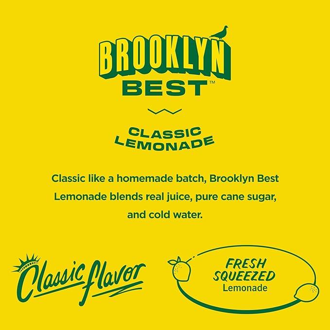 Brooklyn Best Classic Lemonade Not too Sweet Better for You Drink - 15 Fl Oz (Pack of 12)