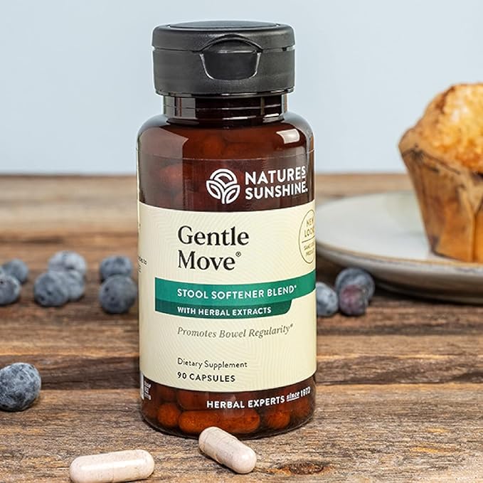 Nature's Sunshine Gentle Move: Experience Daily Digestive Support and Natural Constipation Relief with Natural Fiber for Soft Stools &amp Regularity 90 Capsules