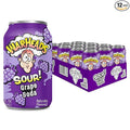 Sour Fruity Soda with Classic Warheads Flavors – Perfectly Balanced Sweet and Sour Soda - Warheads Candy Throwback Treat Soda Cocktail Mixer Pack of 12 12oz Cans (Grape)