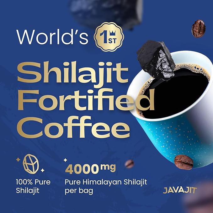 Colombian Coffee with Shilajit – Medium Roast Organic Ground Coffee Energy &amp Immunity Boost 250mg Himalayan Shilajit per Serving 16 Servings