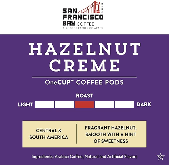 San Francisco Bay Compostable Coffee Pods - Hazelnut Crème (120 Ct) K Cup Compatible including Keurig 2.0 Flavored Medium Roast