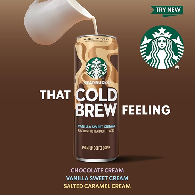 Starbucks Cold Brew Coffee Chocolate Cream 11 fl oz Cans (12 Pack) Premium Coffee Drink Iced Coffee
