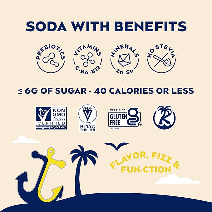 SunSip Prebiotic Soda by Health-Ade Better-for-You Soda Swap Beverage with Vitamins &amp Minerals Naturally Sweetened with 5g of Sugar Cherry Cola 11.5 oz (12 Pack)