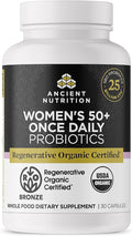 Ancient Nutrition Regenerative Organic Certified Probiotics for Women 50+ Probiotics Women’s 50+ Once Daily Healthy Digestion and Immune System Support 25 Billion CFUs* Per Serving 30 Count