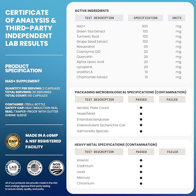 Liposomal NAD+ Supplement Extra Strength | Urolithin A Resveratrol CoQ10 - Women &amp Men - ALA Green Tea Quercetin Lycopene | High Purity Energy &amp Regeneration - Made in USA – 60ct