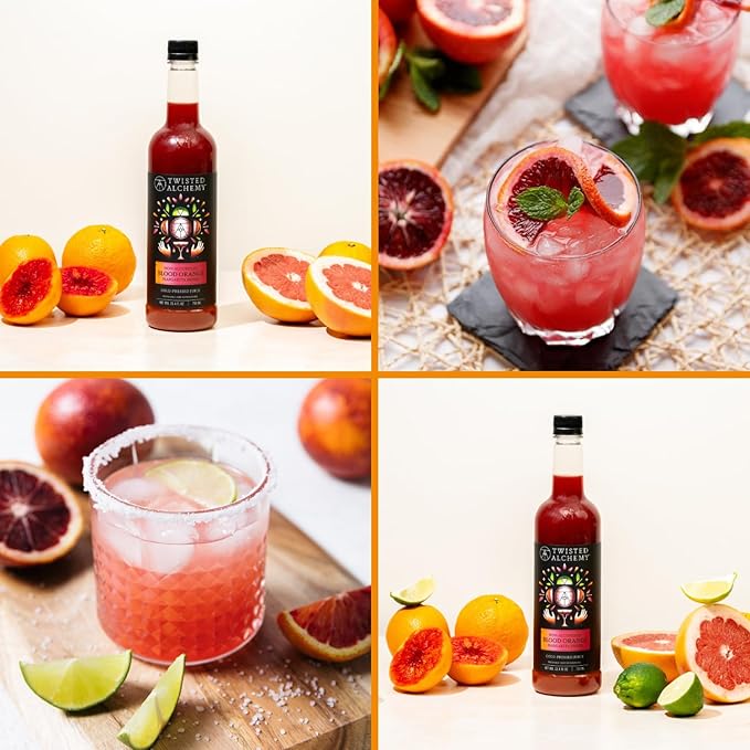 Twisted Alchemy Blood Orange Margarita Mix - Premium Margarita Mixer With Cold Pressed Juice For Craft Cocktails - (25 Oz Bottle Pack of 1) - All Natural Non-GMO &amp Preservative Free - Ships Cold