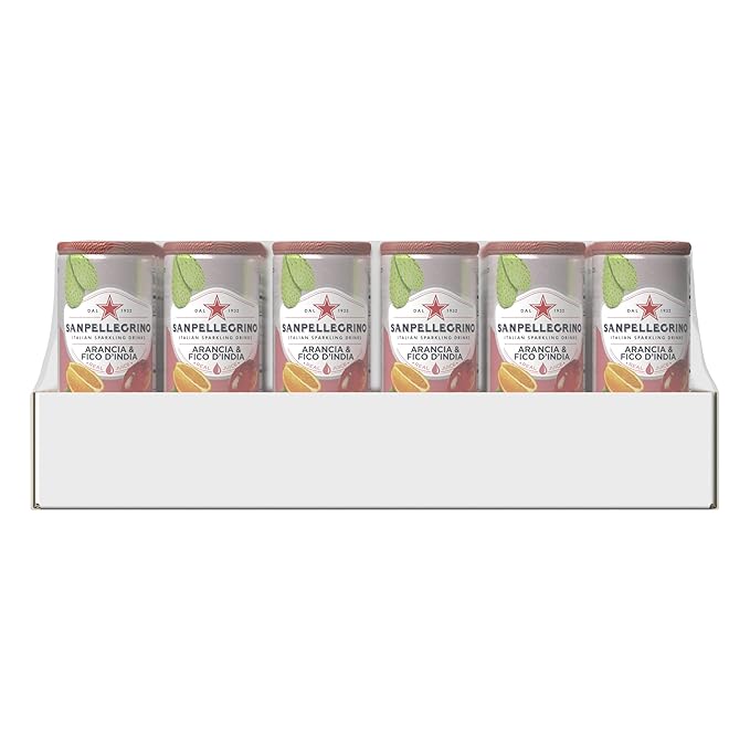 Sanpellegrino Prickly Pear and Orange Italian Sparkling Drinks 11.15 fl oz. Sleek Cans (24 Count)