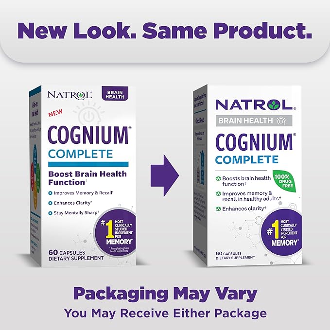 Natrol Cognium Complete Dietary Supplement for Brain Health Brain Health Supplements for Adults 60 Capsules 30 Day Supply