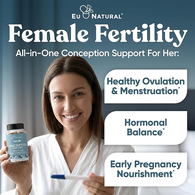 Eu Natural Conception for Her Fertility Supplements for Women - Ovulation Hormonal Balance &amp Regular Cycle Support - Myo-Inositol Folate Folic Acid &amp Vitex - 120 Vegetarian Capsules