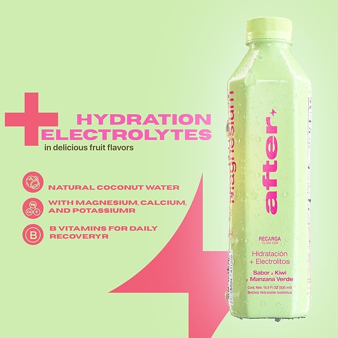AFTER Electrolyte Drink Kiwi &amp Green Apple Flavor Electrolytes Hydration Drink 12 Pack 16.9 fl oz Bottles