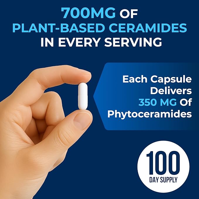 We Like Vitamins Phytoceramides 700mg - 200 Capsules All Natural Wheat Free and Plant Based - Phytoceramide Supplement - Skin Supplement for Women - Ceramides for Skin Hydration Repair Rejuvenation