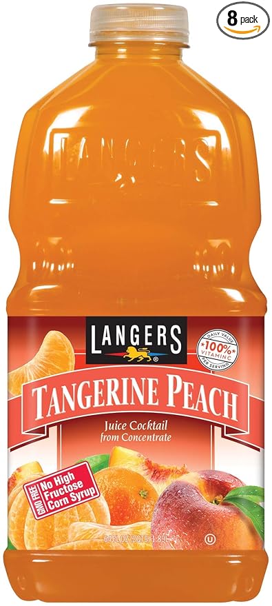 Langers Tangerine Peach Cocktail 64 Fl Oz (Pack of 8)