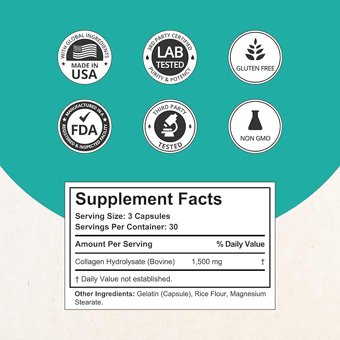 NuBest Collagen Collagen Peptides - Collagen Pills for Adults for Hair Growth Strong Nails Skin Health - Premium Collagen for Hair Vitamin for Nails - 1500 mg Collagen Per Serving - 6 Pack