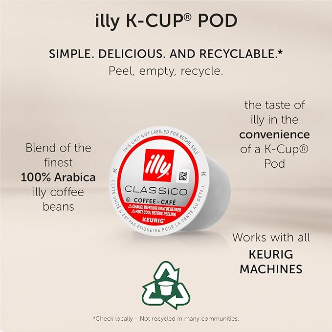 illy Coffee K Cup Pods for Keurig Machines Classico Medium Roast 100% Arabica Premium Italian Coffee 20 Count 4 Pack