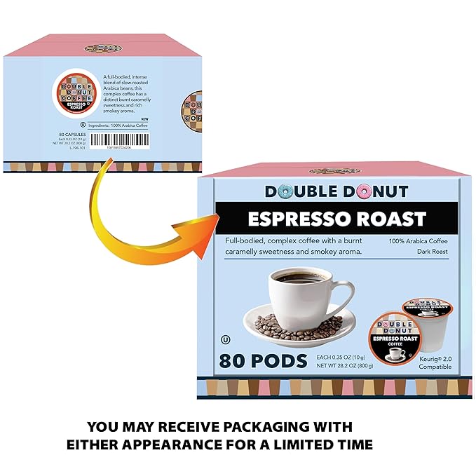 Espresso Coffee Pods (80 Pack) Dark Espresso Roast Coffee Single-Serve Pods for Keurig K Cup Brewer Machines