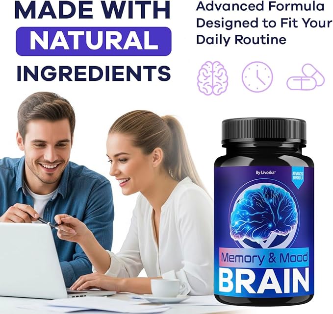 Memory Mood and Brain Capsules - Official Daily Support Brain Health Supplement Pills Advanced Formula Memory &amp Mood Brain &amp Memory Focus Reviews 60 Capsules for 1 Month