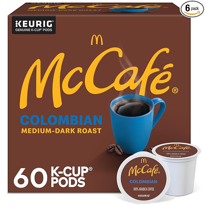 McCafe Colombian Single Serve Coffee Keurig K-Cup Pods Medium Roast 60 Count (6 Packs of 10)